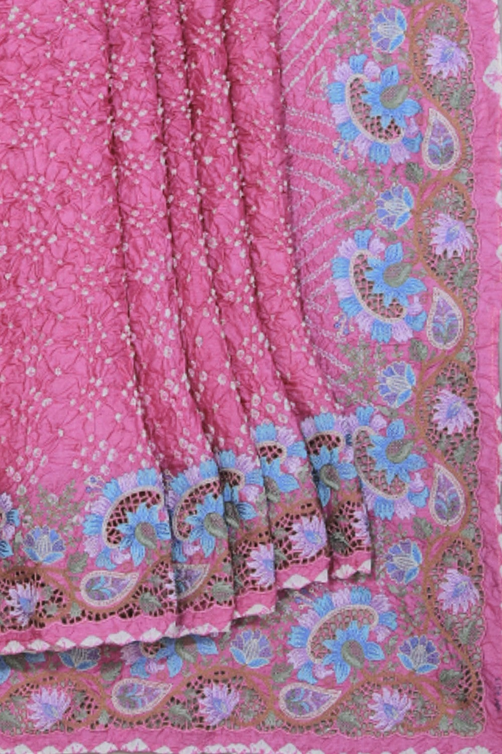 Collection of Bandhani Lavender Pink Saree in a gallery layout