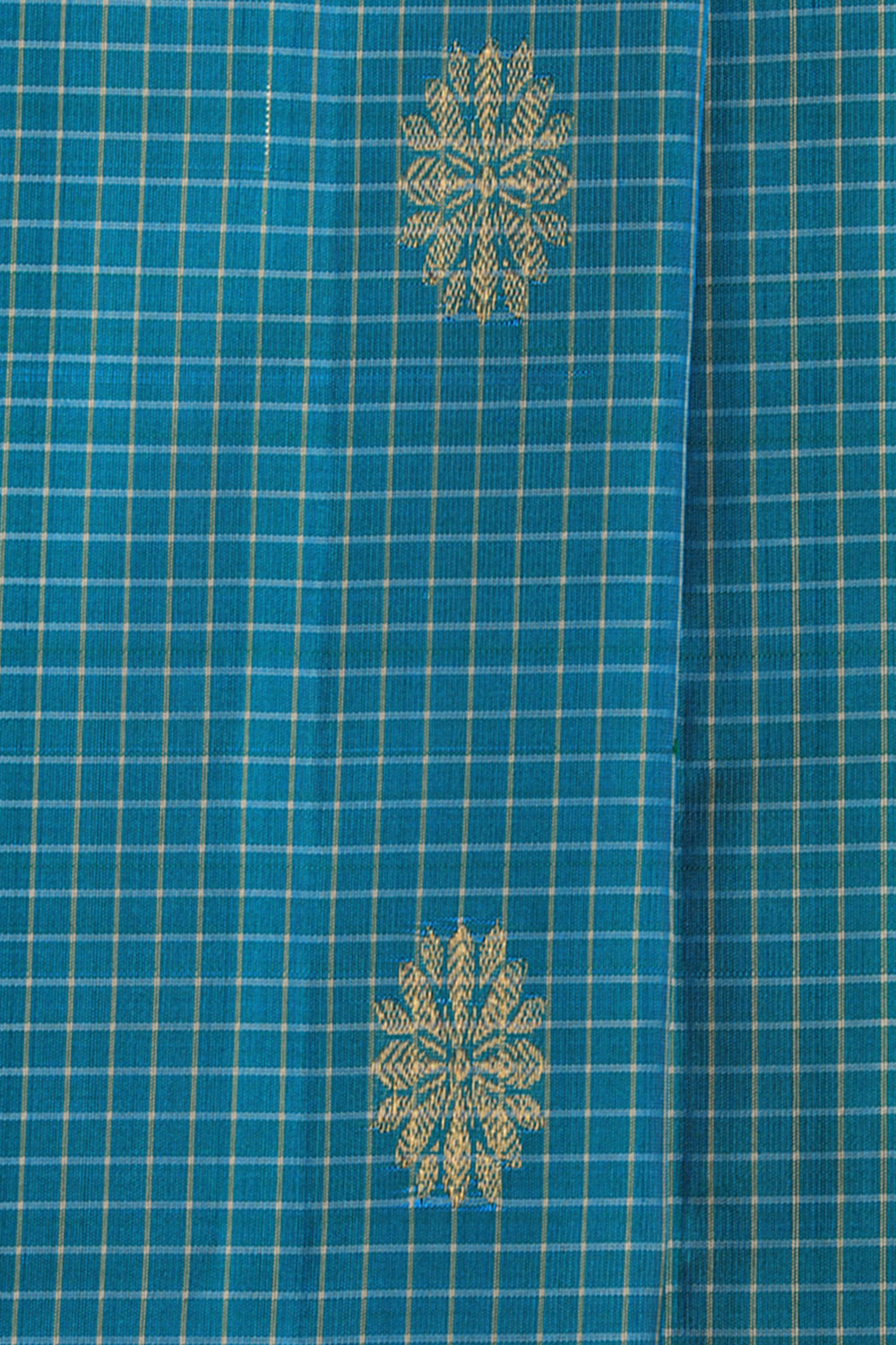 Image of Gadwal Teal Blue Saree