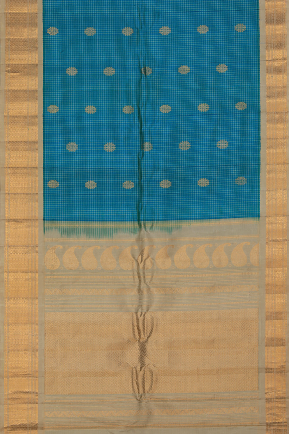 Gadwal Teal Blue Saree