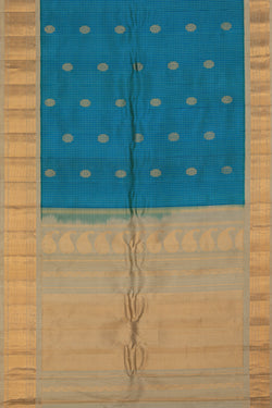 Image of Gadwal Teal Blue Saree