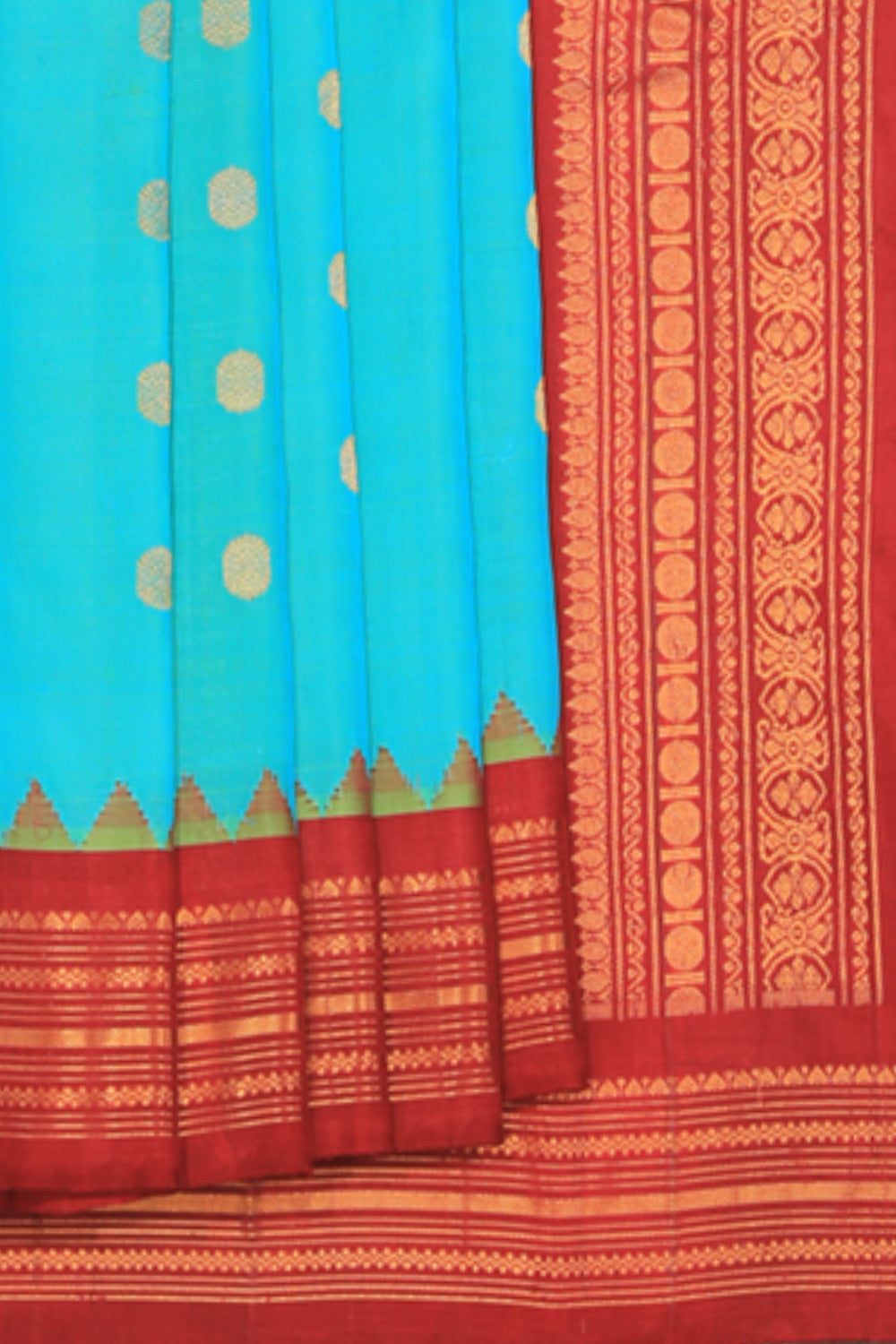 Image of Gadwal Sea Green Saree