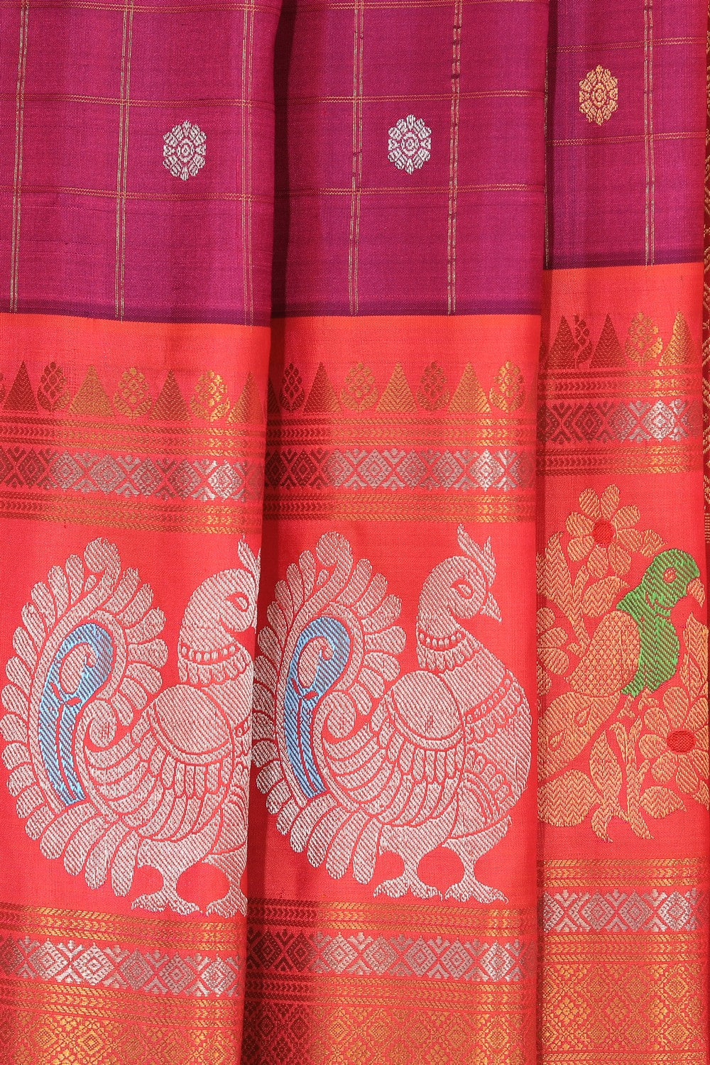 Gadwal Silk Magenta-Pink Saree