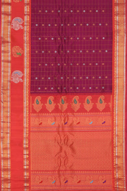 Image of Gadwal Silk Magenta-Pink Saree