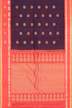 Image of Gadwal Silk Deep-Wine Violet Saree