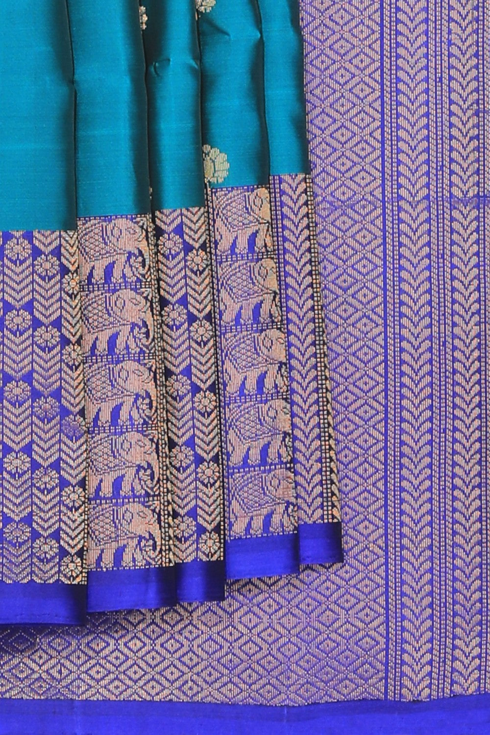 Collection of South Silk Teal Green Saree in a gallery layout