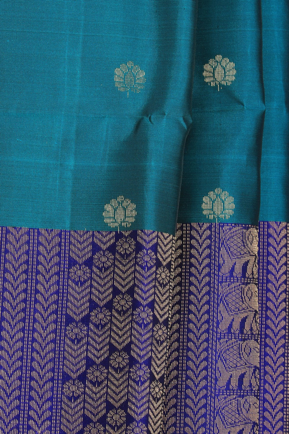 Collection of South Silk Teal Green Saree in a gallery layout