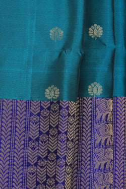 Collection of South Silk Teal Green Saree in a gallery layout