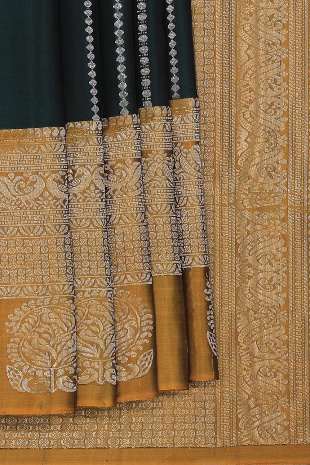 Collection of South Silk Bottle Green Saree in a gallery layout