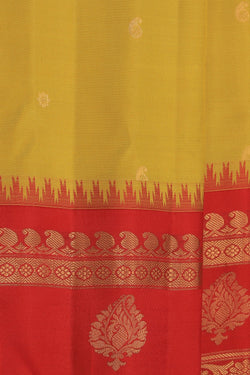 Image of Gadwal Silk Fenugreek Green Saree