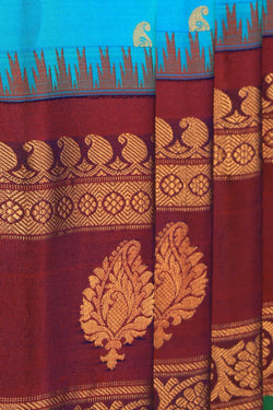 Image of Gadwal Silk Sea Blue Saree