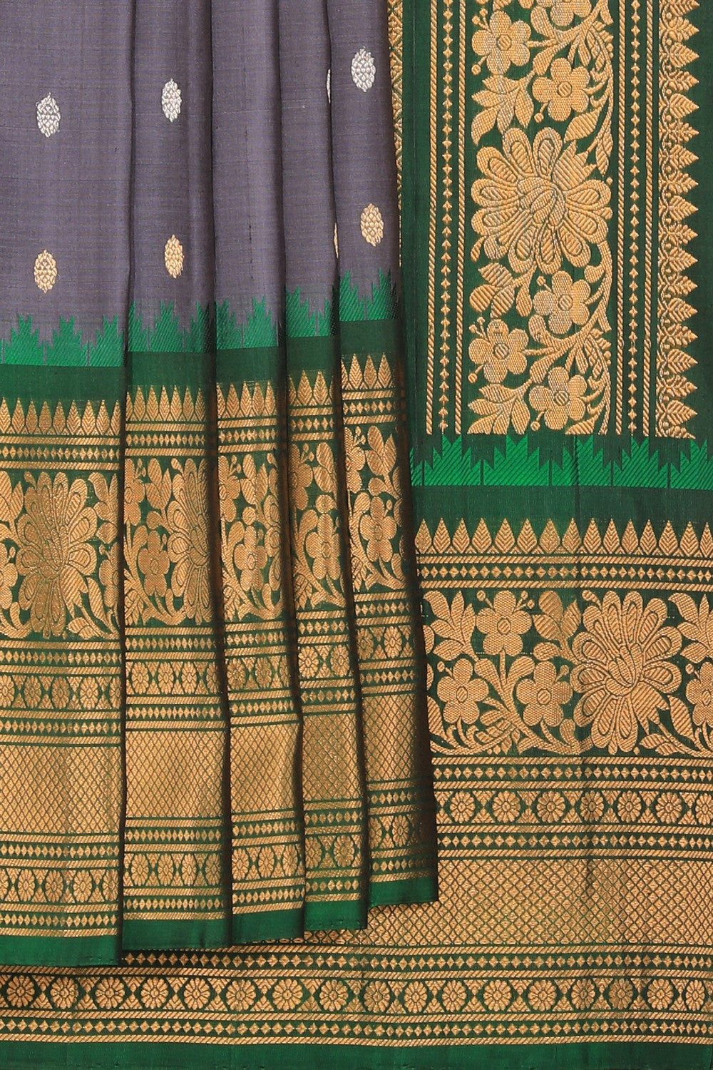 Image of Gadwal Silk Grey Saree