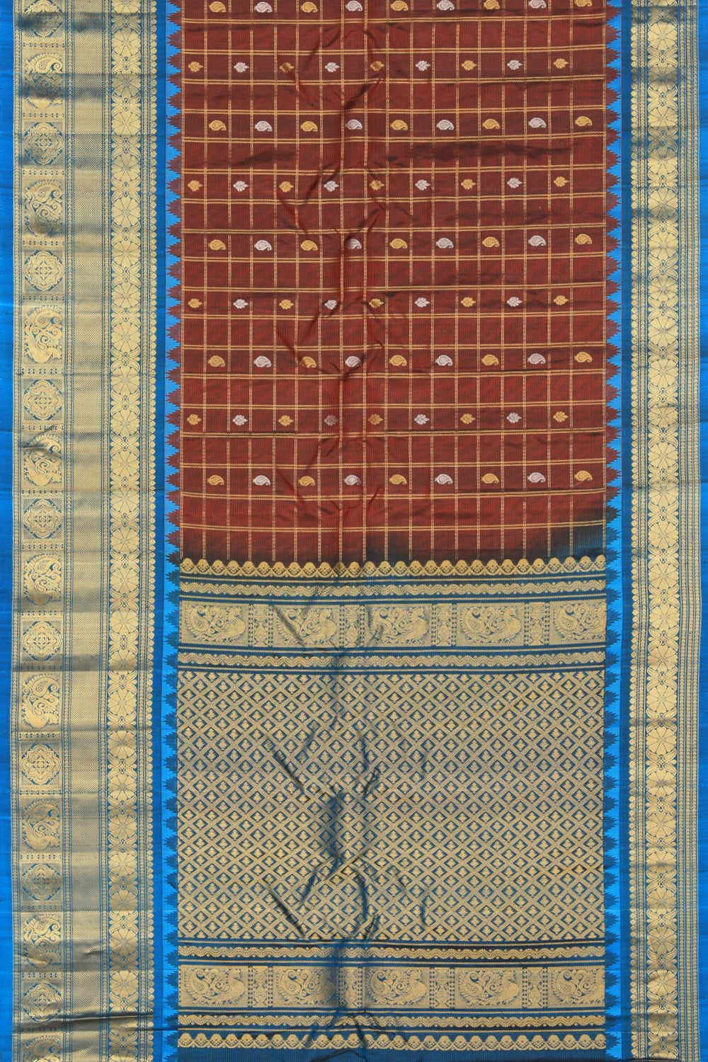 Image of Gadwal Silk Maroon Saree