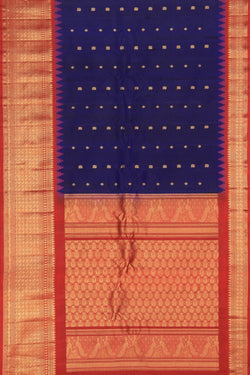 Image of Gadwal Silk Indigo Blue Saree