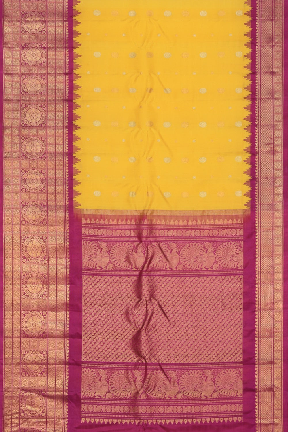 Gadwal Silk Yellow Saree