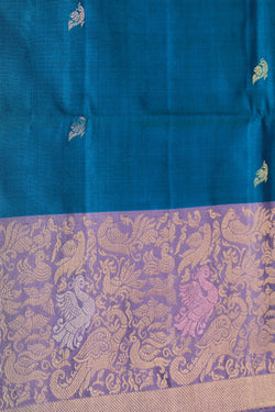 Collection of South Silk Teal Blue Saree in a gallery layout