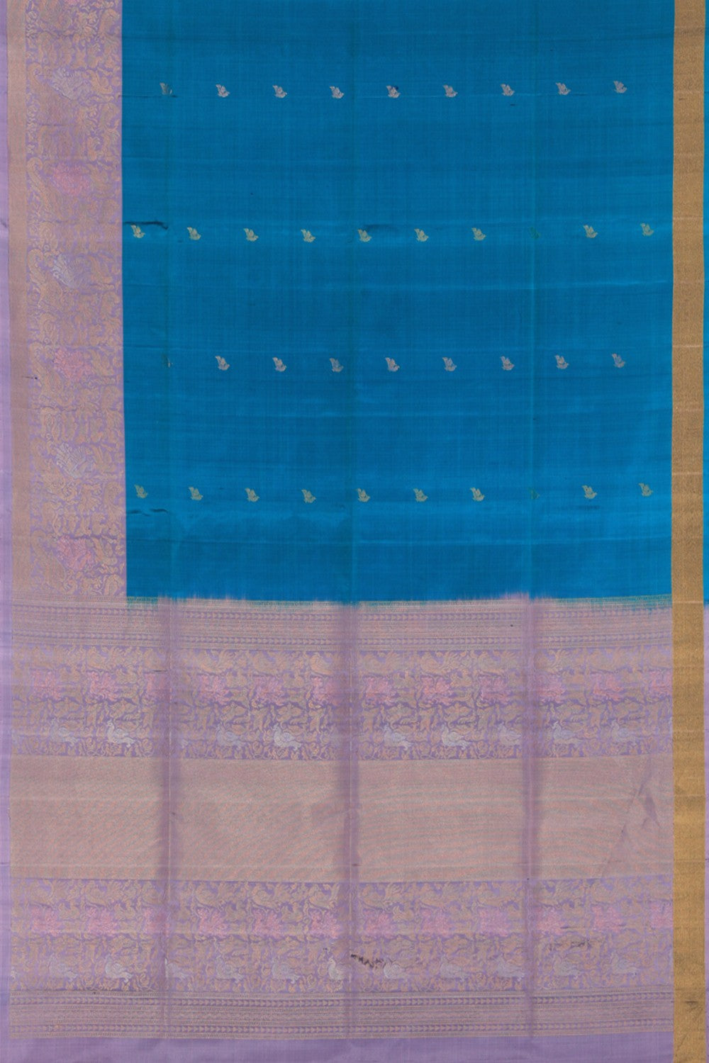 Collection of South Silk Teal Blue Saree in a gallery layout