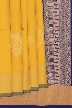 Collection of South Silk Fenugreek Yellow Saree in a gallery layout