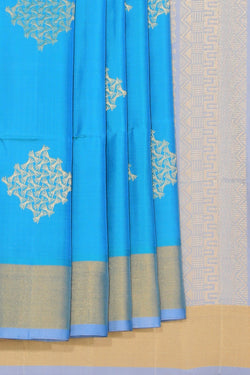 Collection of South Silk Sea Blue Saree in a gallery layout