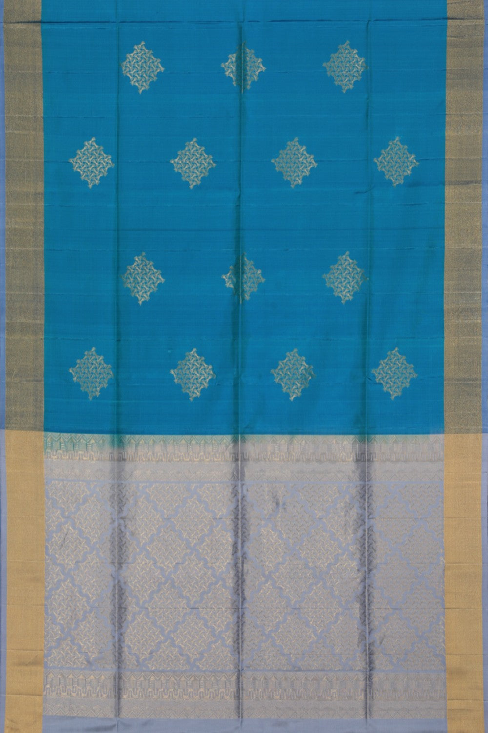 Collection of South Silk Sea Blue Saree in a gallery layout