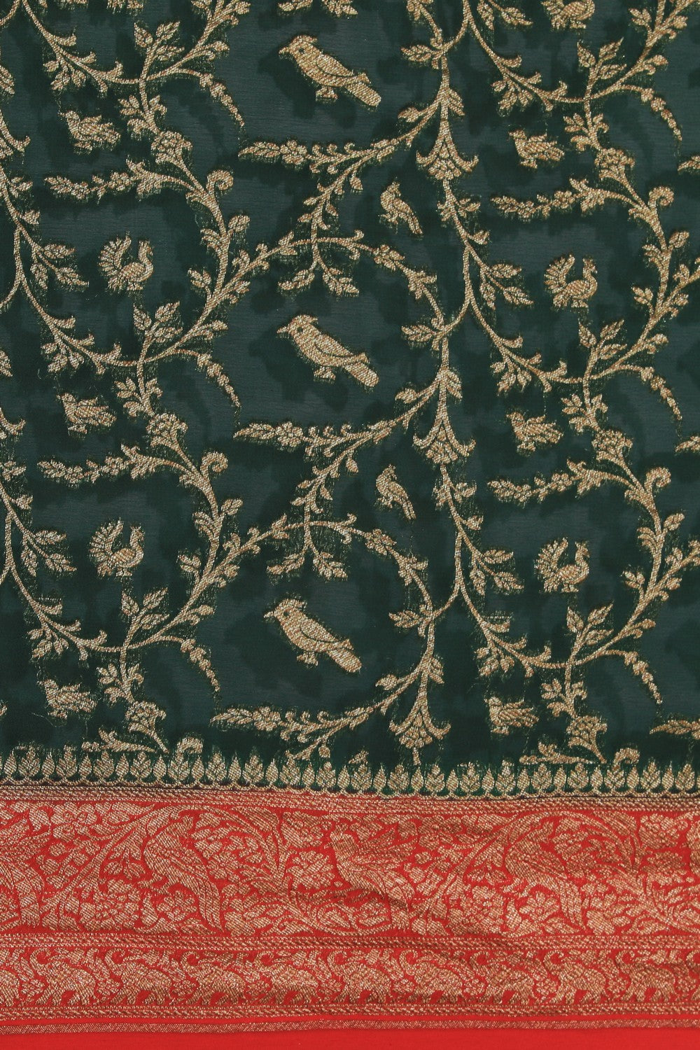 Image of Banarasi Georgette Bottle Green Saree