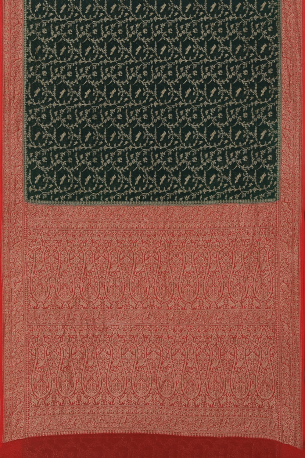 Image of Banarasi Georgette Bottle Green Saree