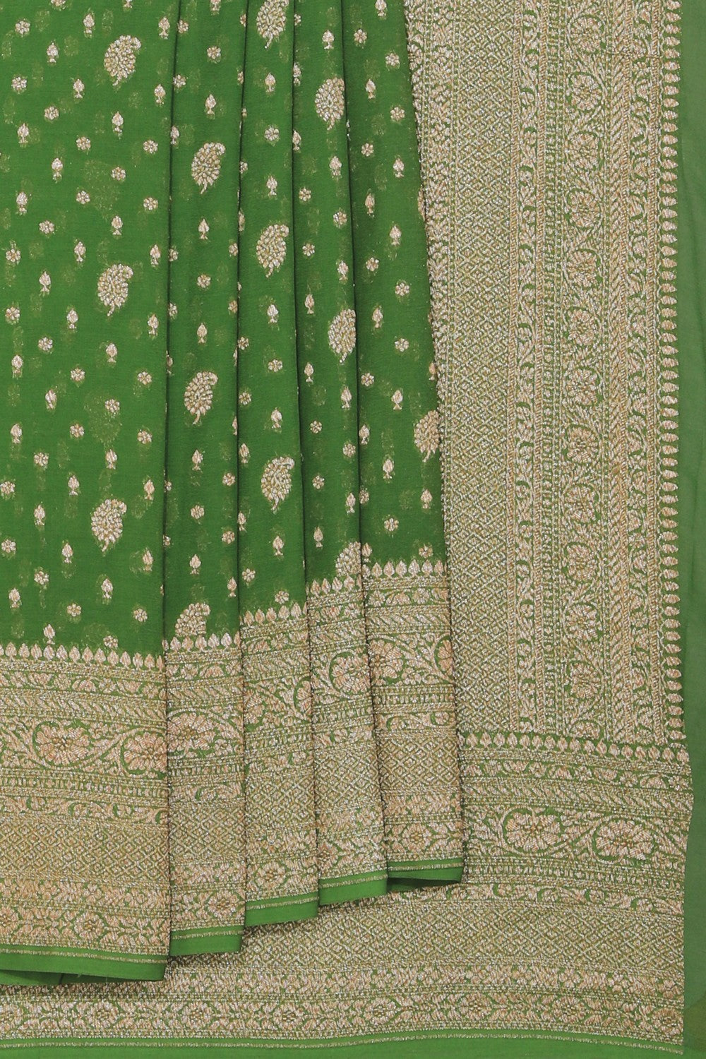 Collection of Banarasi Georgette Green Saree in a gallery layout