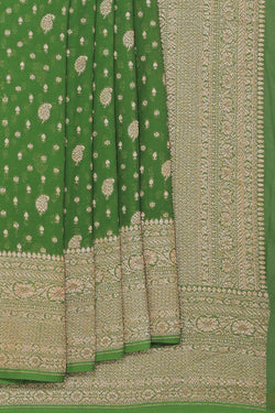 Collection of Banarasi Georgette Green Saree in a gallery layout