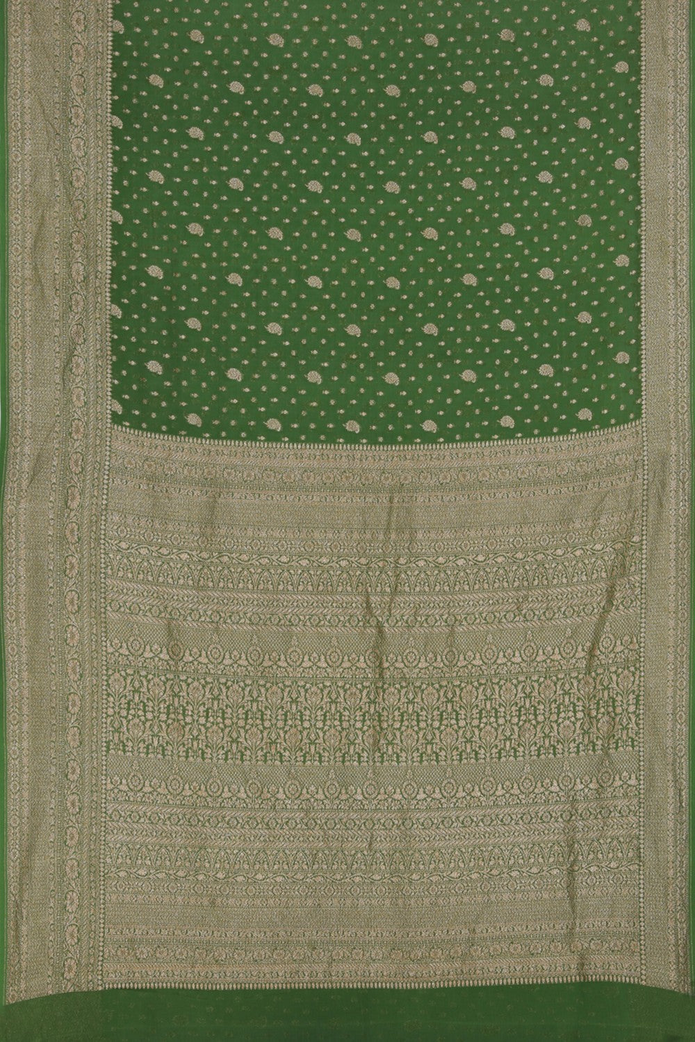 Collection of Banarasi Georgette Green Saree in a gallery layout