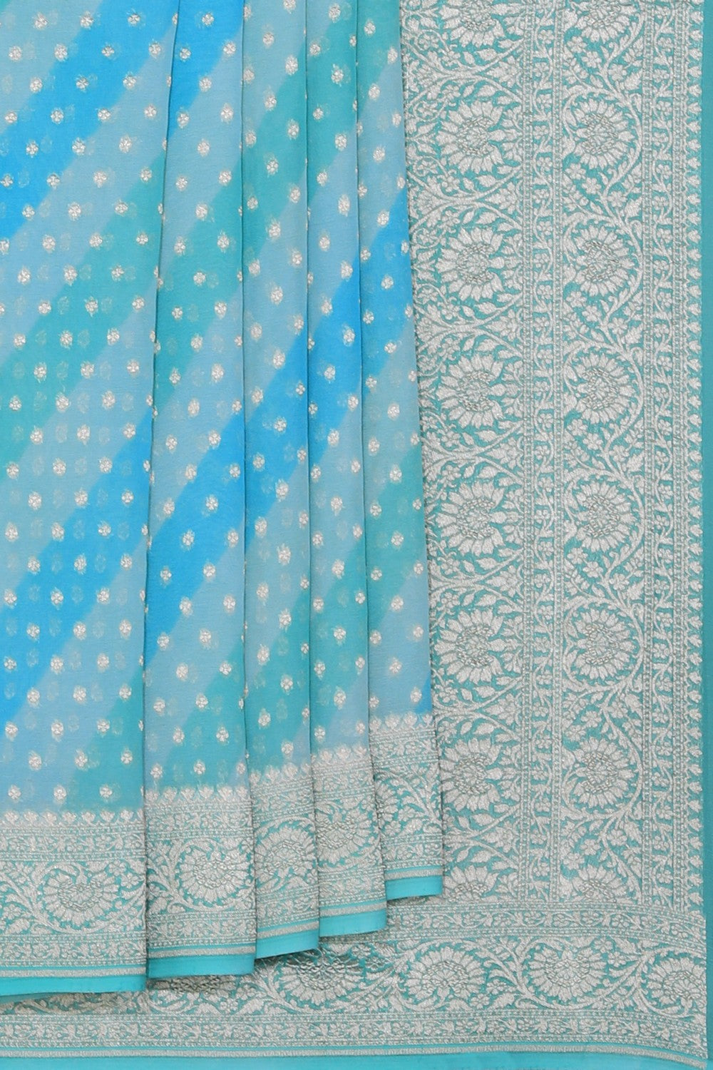 Collection of Banarasi Georgette Sea Green Saree in a gallery layout