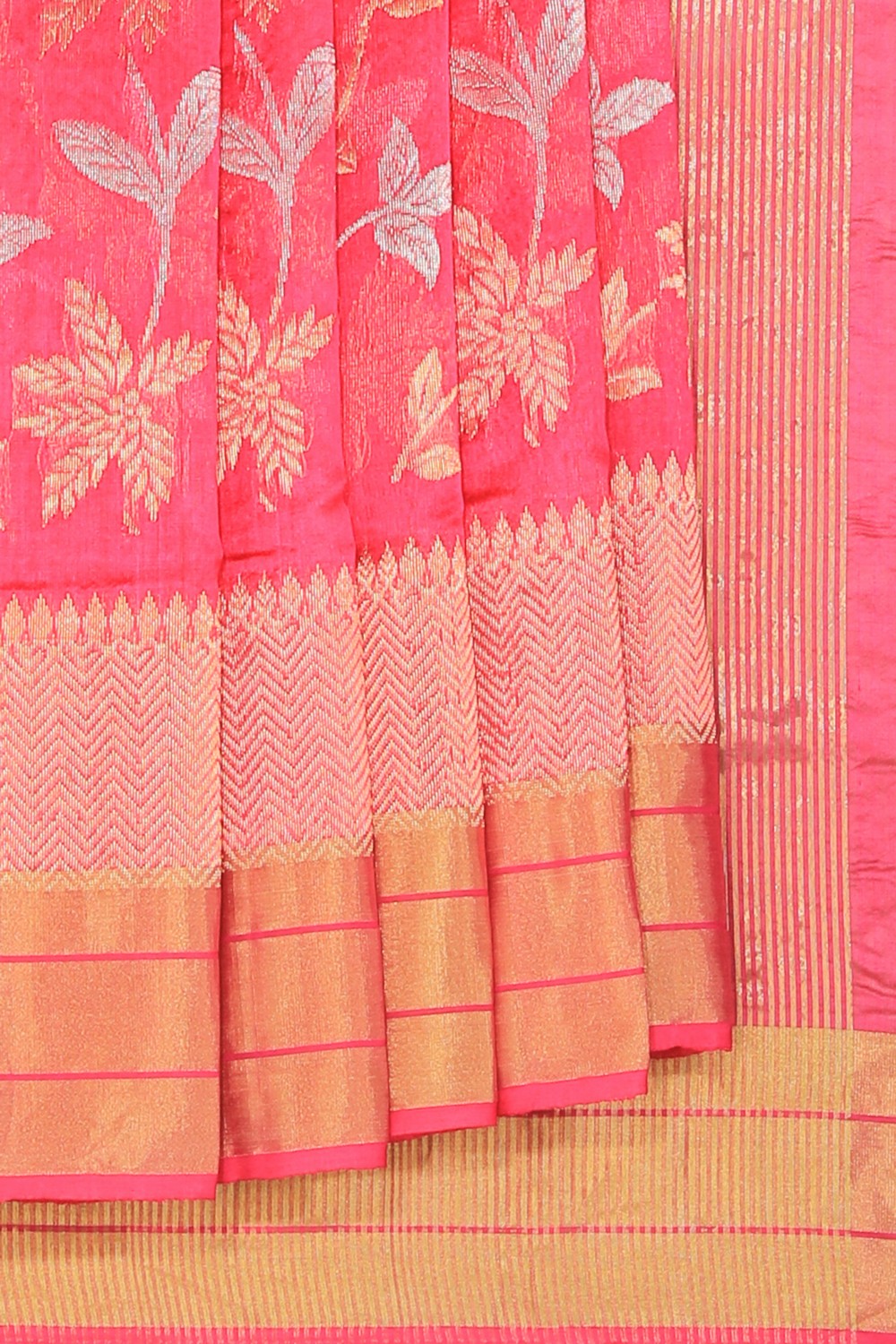 Collection of Chanderi Cotton Silk Pink Saree in a gallery layout