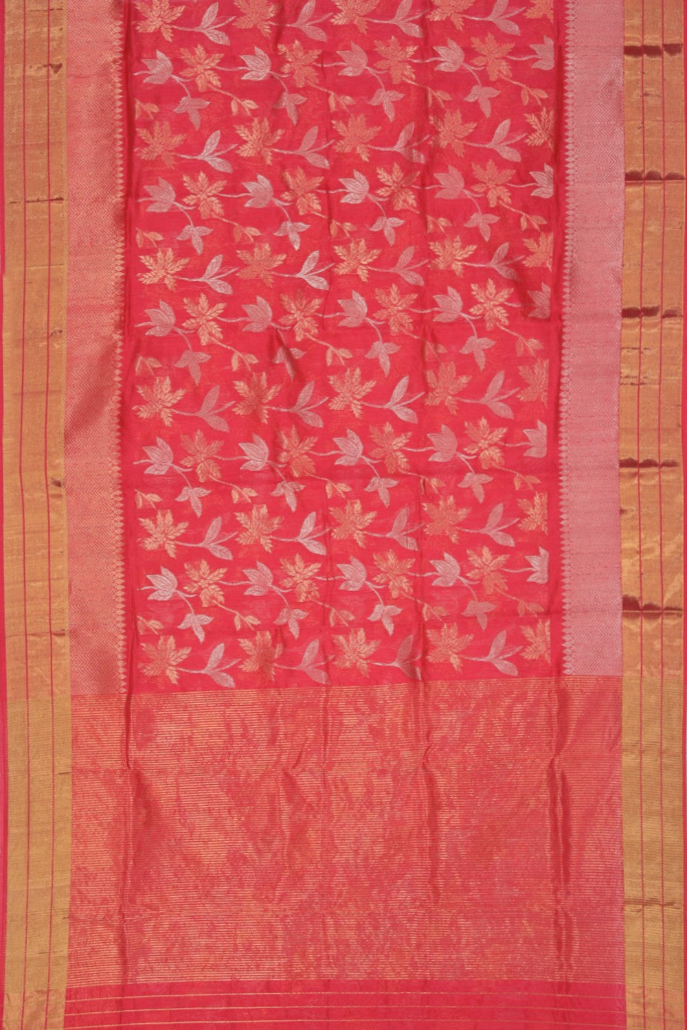 Collection of Chanderi Cotton Silk Pink Saree in a gallery layout