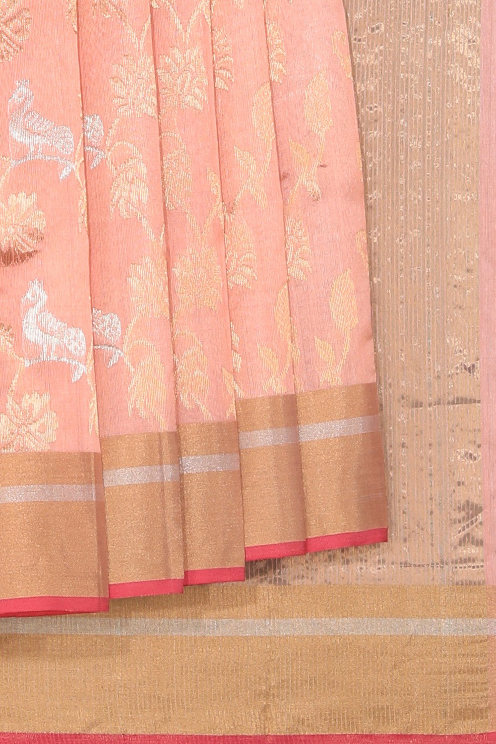 Collection of Chanderi Cotton Silk Peach Saree in a gallery layout