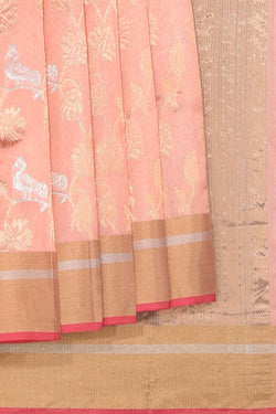 Collection of Chanderi Cotton Silk Peach Saree in a gallery layout