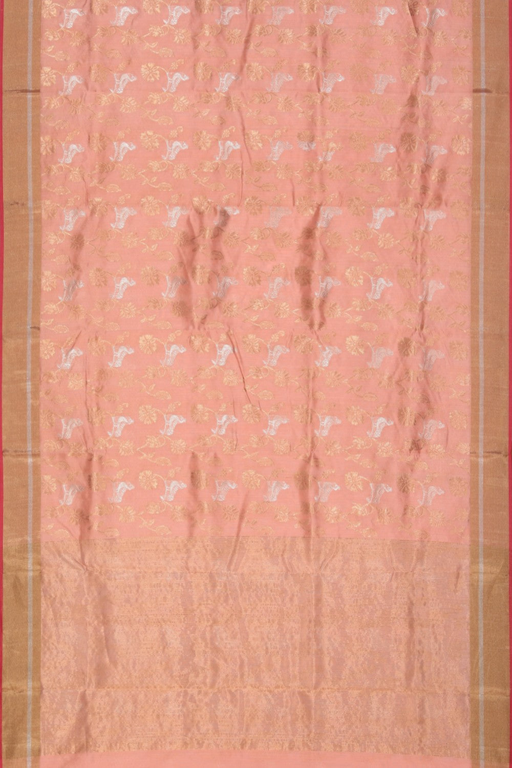 Collection of Chanderi Cotton Silk Peach Saree in a gallery layout