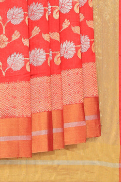 Collection of Chanderi Cotton Silk Red Saree in a gallery layout