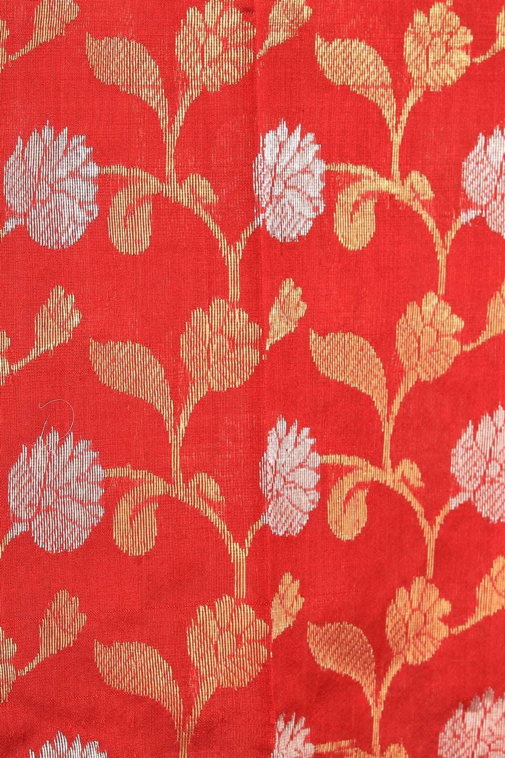 Image of Chanderi Cotton Silk Red Saree