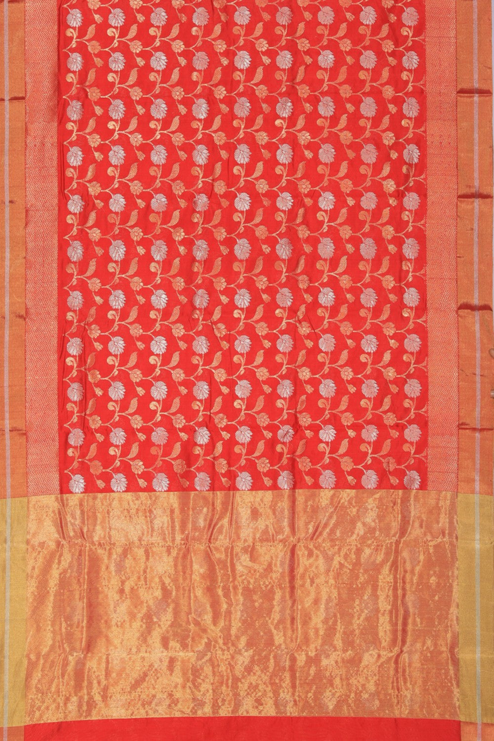 Collection of Chanderi Cotton Silk Red Saree in a gallery layout