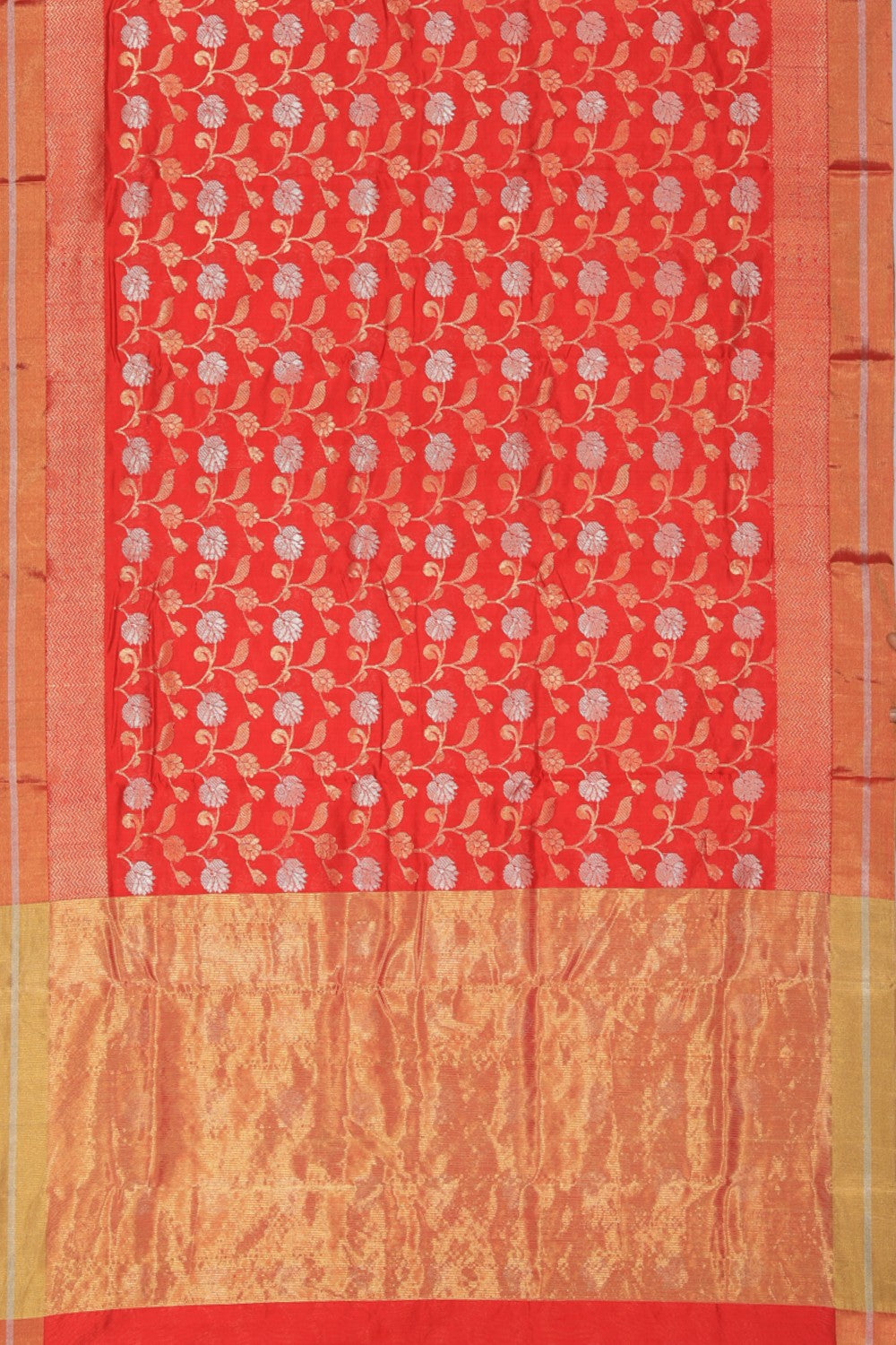 Image of Chanderi Cotton Silk Red Saree