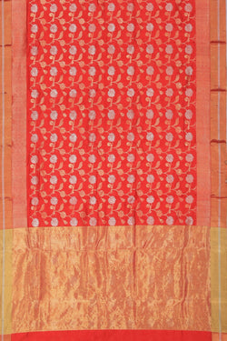 Collection of Chanderi Cotton Silk Red Saree in a gallery layout