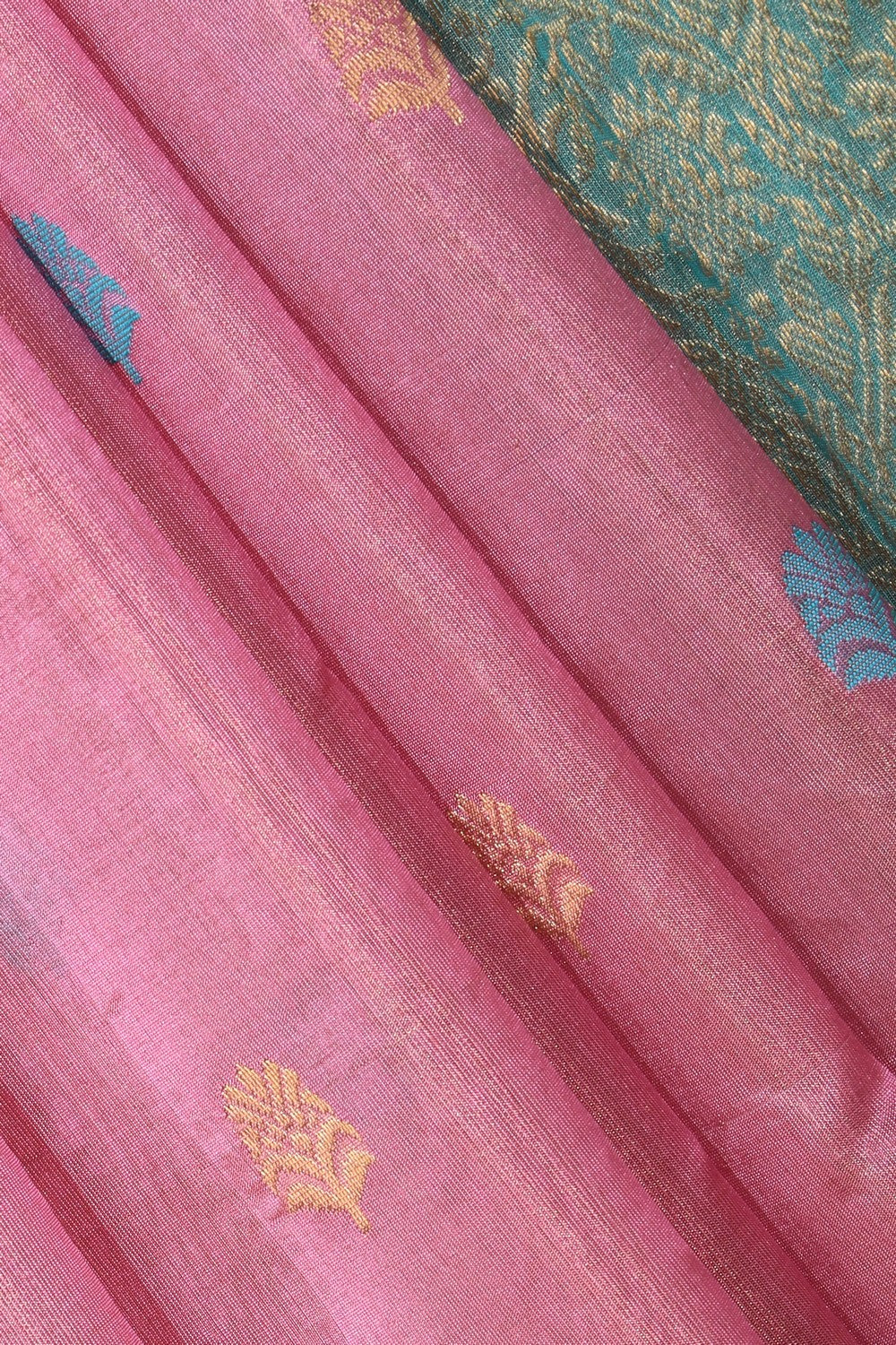 Chanderi Tissue Silk Pink Saree