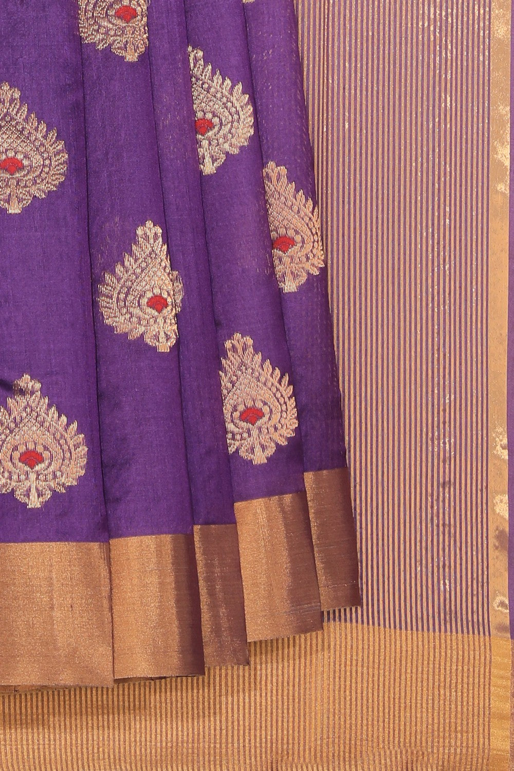 Collection of Chanderi Cotton Silk Purple Saree in a gallery layout