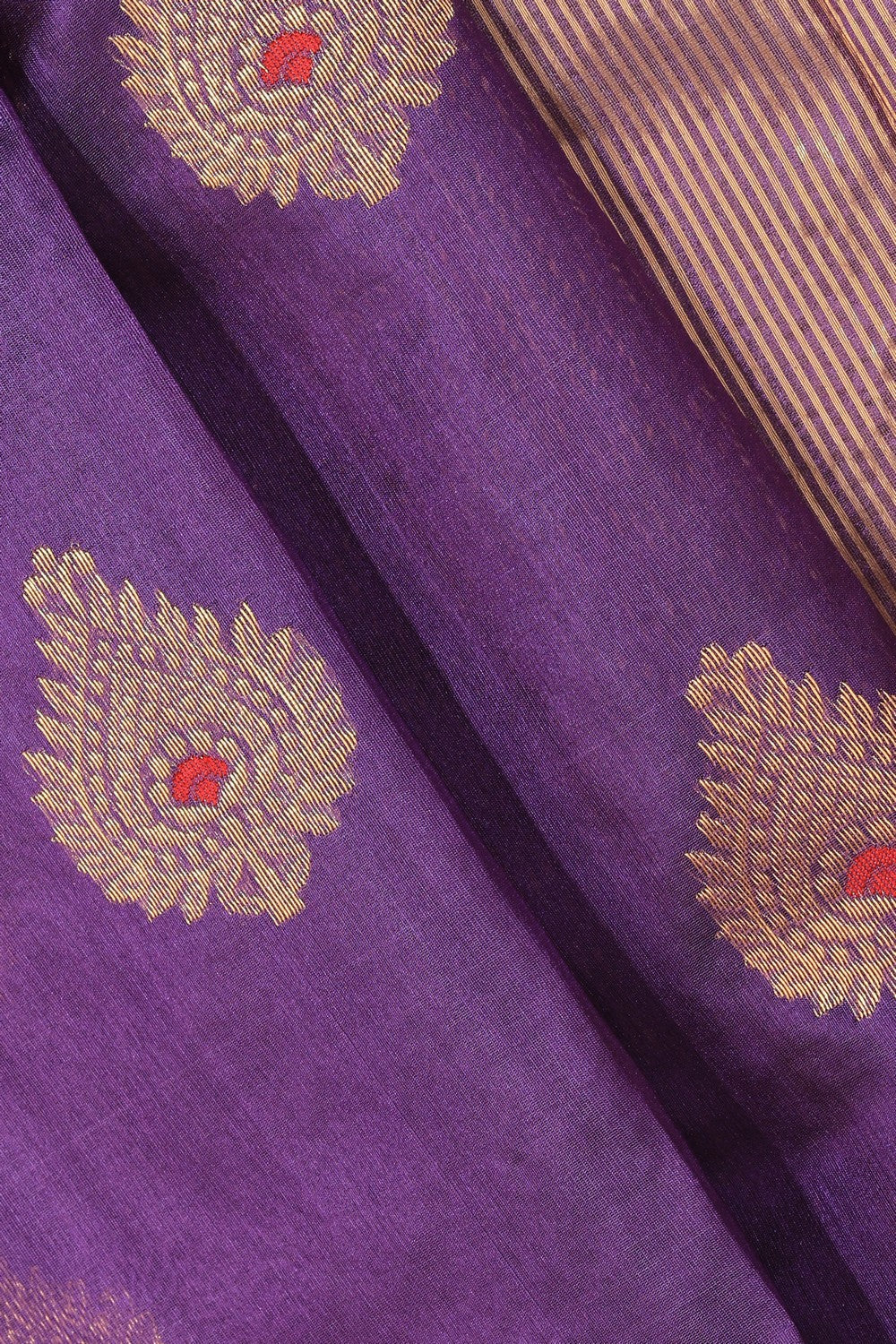 Collection of Chanderi Cotton Silk Purple Saree in a gallery layout