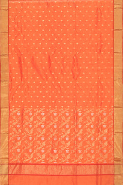 Image of Chanderi Cotton Silk Coral Orange Saree