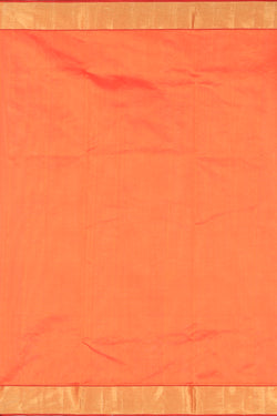 Image of Chanderi Cotton Silk Coral Orange Saree