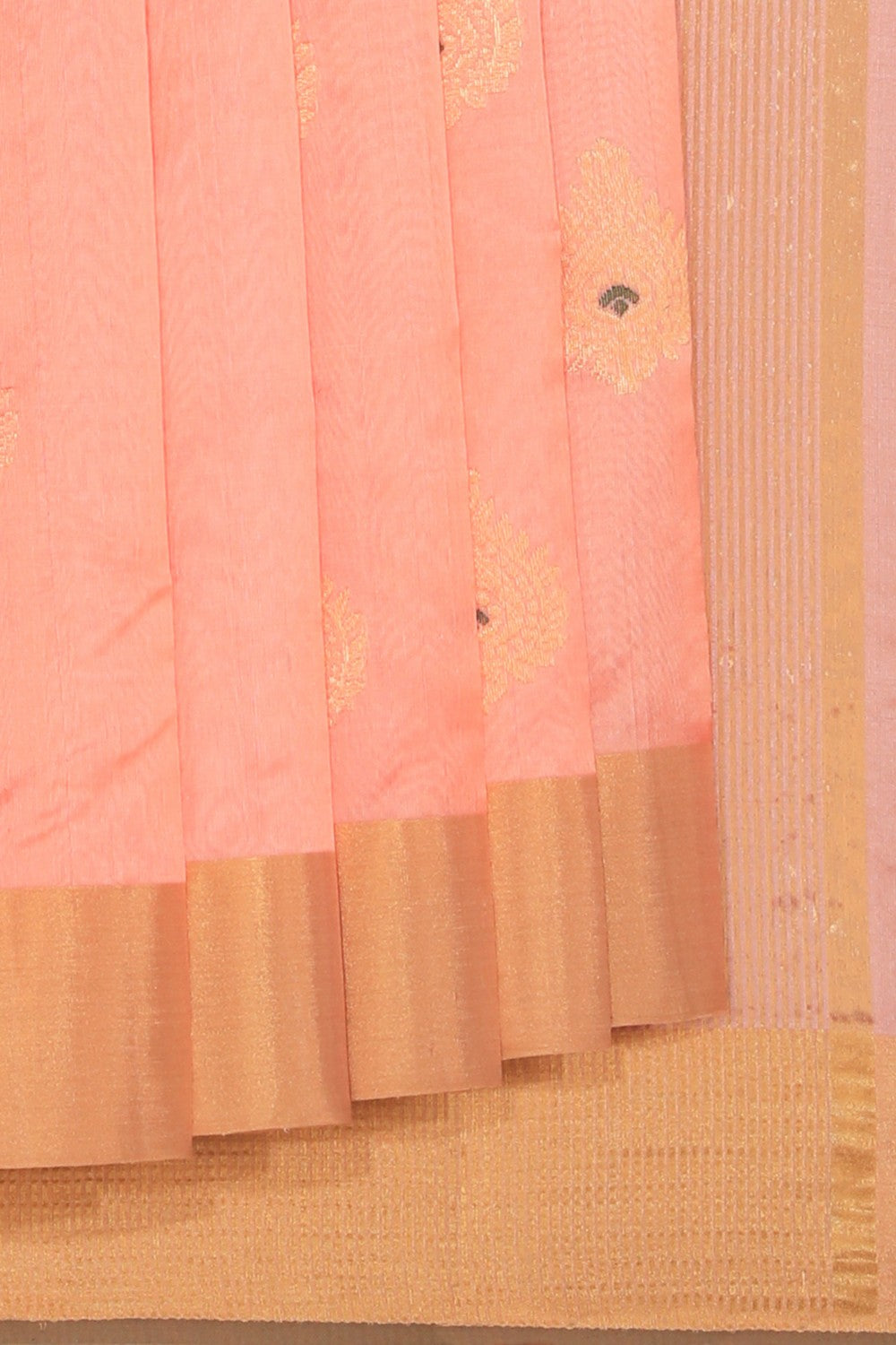 Collection of Chanderi Cotton Silk Peach Saree in a gallery layout