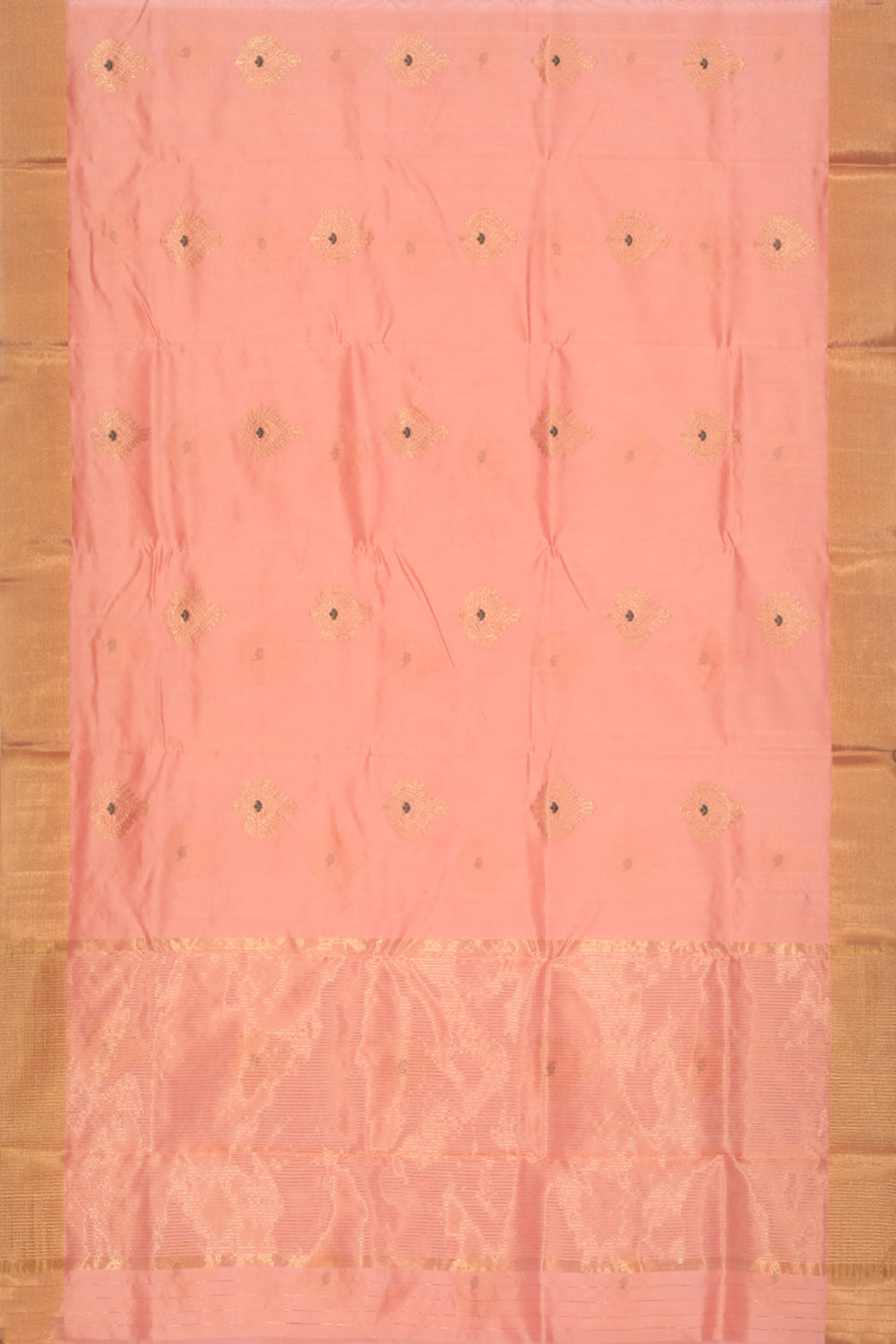 Collection of Chanderi Cotton Silk Peach Saree in a gallery layout