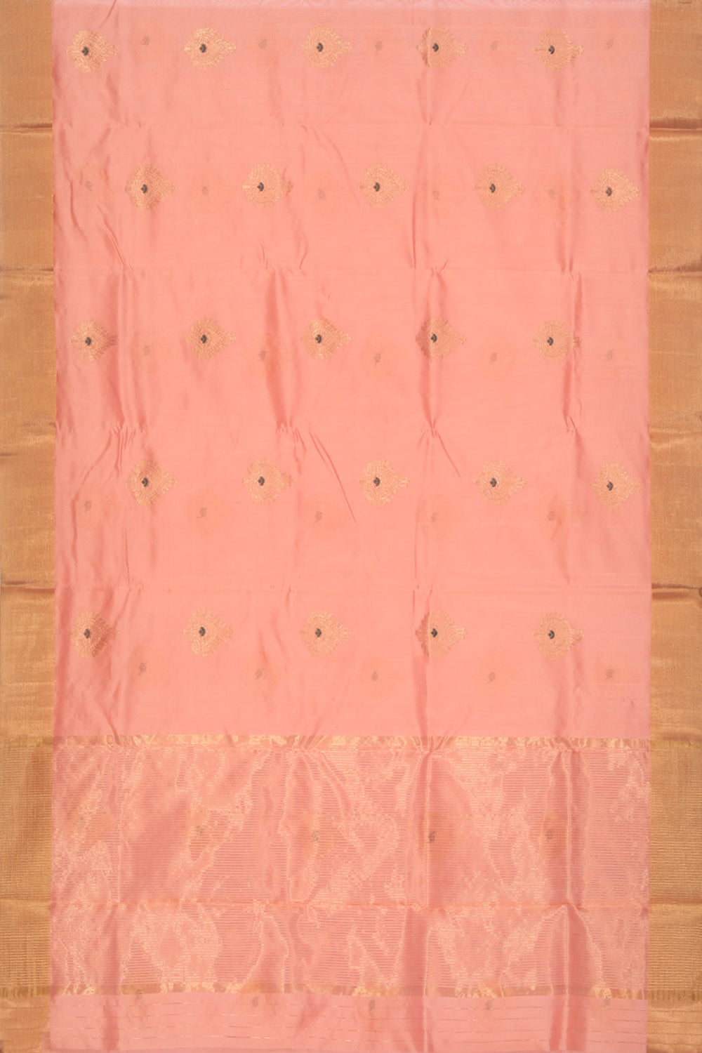 Image of Chanderi Cotton Silk Peach Saree