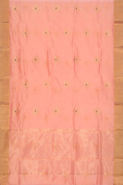 Collection of Chanderi Cotton Silk Peach Saree in a gallery layout