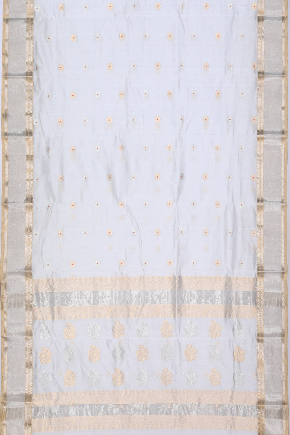 Collection of Chanderi Cotton Silk Silver Saree in a gallery layout