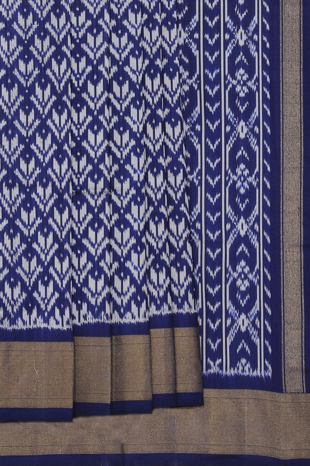 Image of Pochampally Ikat Silk Navy Blue Saree